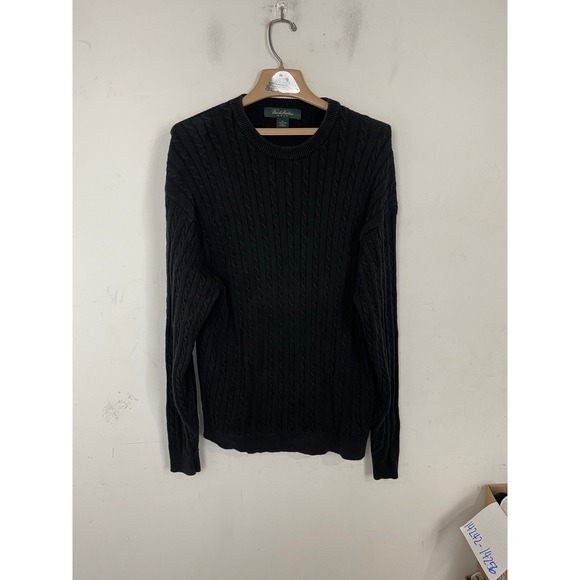 Brooks Brothers Sweaters - Brooks Brothers Golf Sweater XL Black Cable Knit Cotton Crewneck Mens Womens